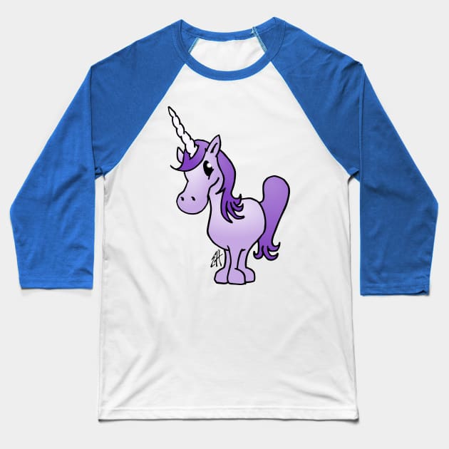 Purple unicorn Baseball T-Shirt by Cardvibes